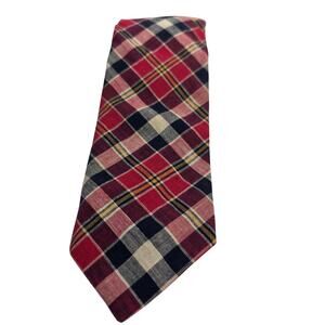Rooster Madras Neck Tie Men's Plaid Cotton Classic Red 1980s Philly PA, USA VTG
